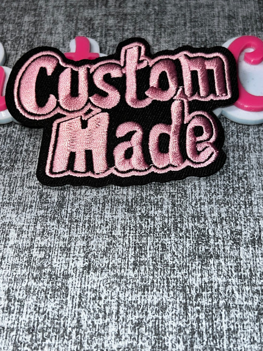 Custom Made Embroidered Patch – Pink & Black Statement Iron On Applique – Approx. 3.5 Inches