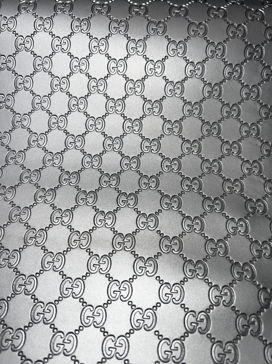 Silver Diamond Pattern Embossed Faux Leather Sheet 9x12 | Metallic Faux Leather