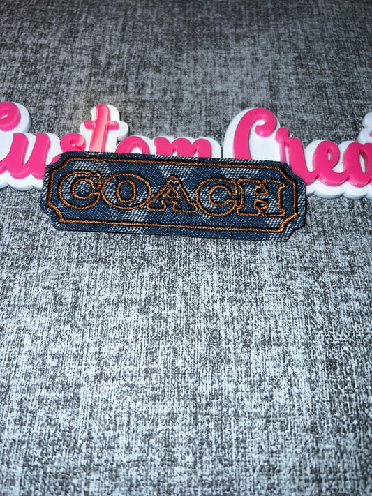 Embroidered Denim Style Iron-On Patch – Blue Text Statement Patch
