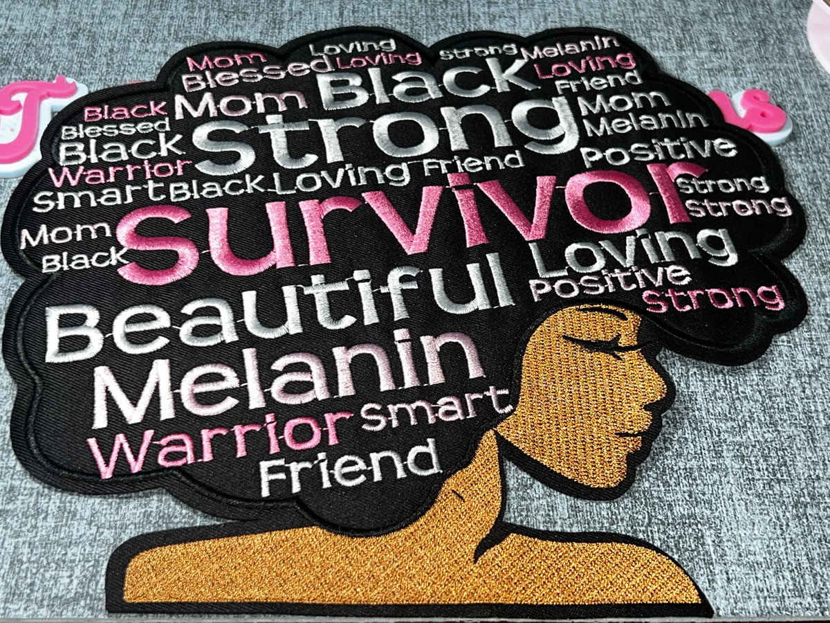 Survivor Beautiful Melanin Warrior Silhouette Iron-On Sew-On Patch