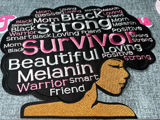 Survivor Beautiful Melanin Warrior Silhouette Iron-On Sew-On Patch