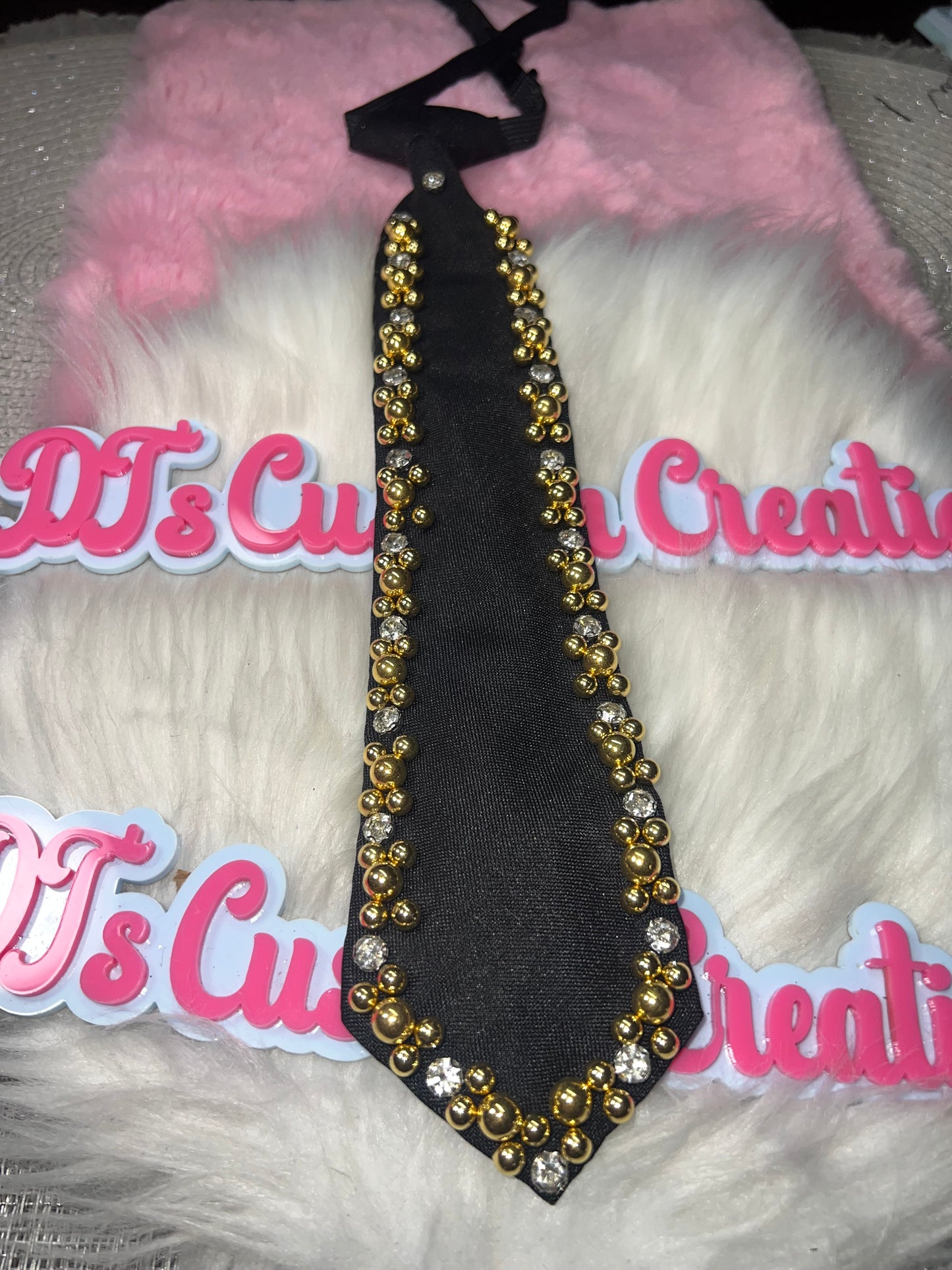 Gold Beaded Glam Statement Tie