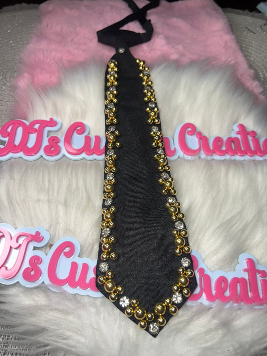 Gold Beaded Glam Statement Tie