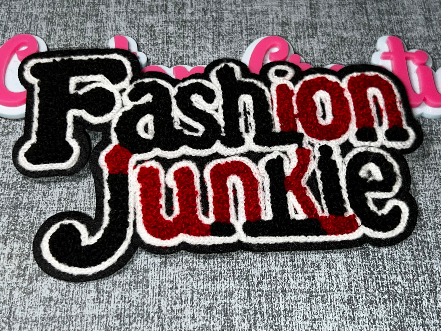 Fashion Junkie Patch – Trendy Embroidered Iron On Patch Statement Applique