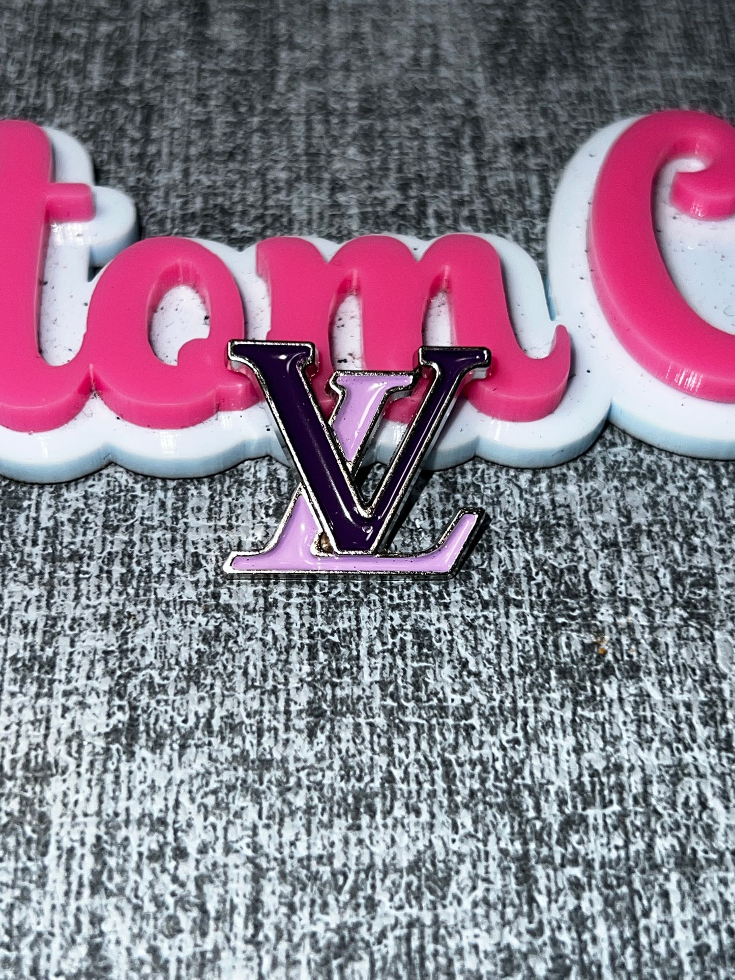 Purple & Lavender Monogram Style Flat Back Charm – Metal Enamel Embellishment