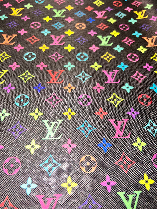 Multicolor Luxury-Style Monogram Faux Leather Sheet – 9x12