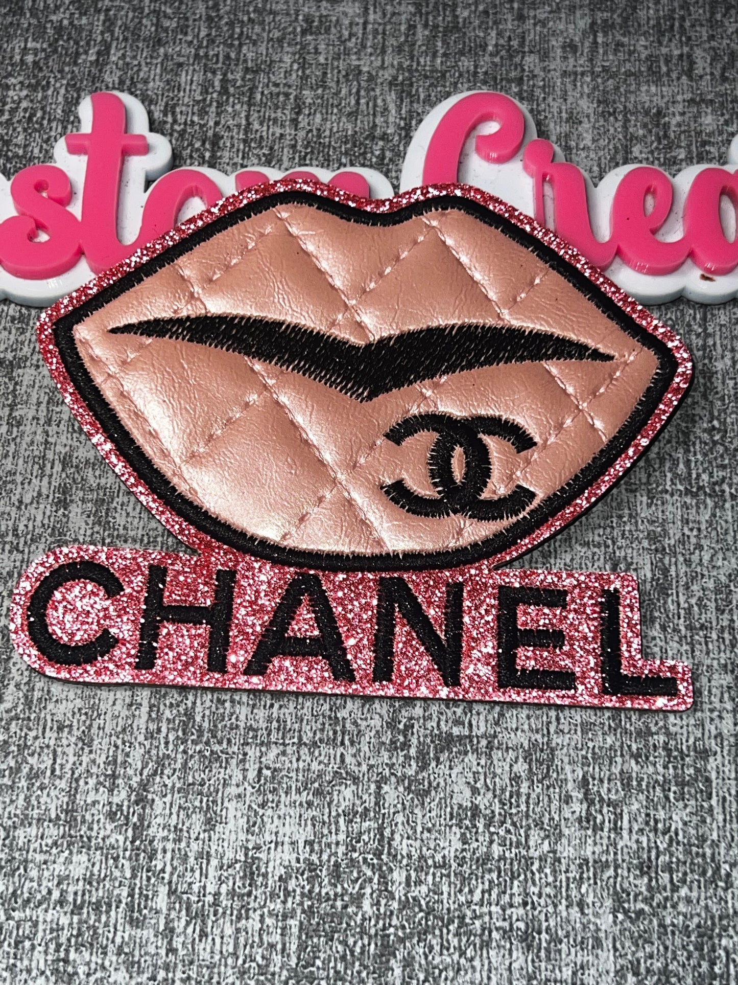 Glitter Lip Patch | Iron On Embroidered Applique, Statement Fashion Patch, DIY Bag Hat Jacket Patch
