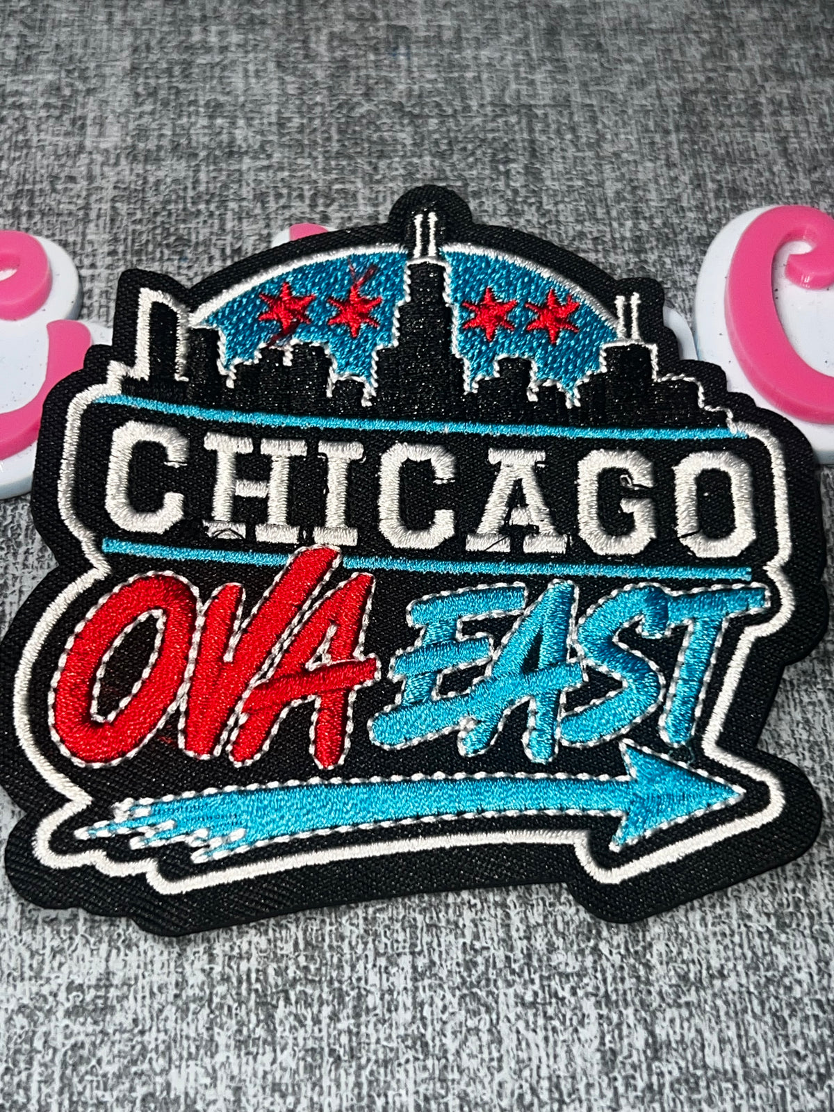 Ova East City Skyline Arrow Patch – Embroidered Iron On Applique