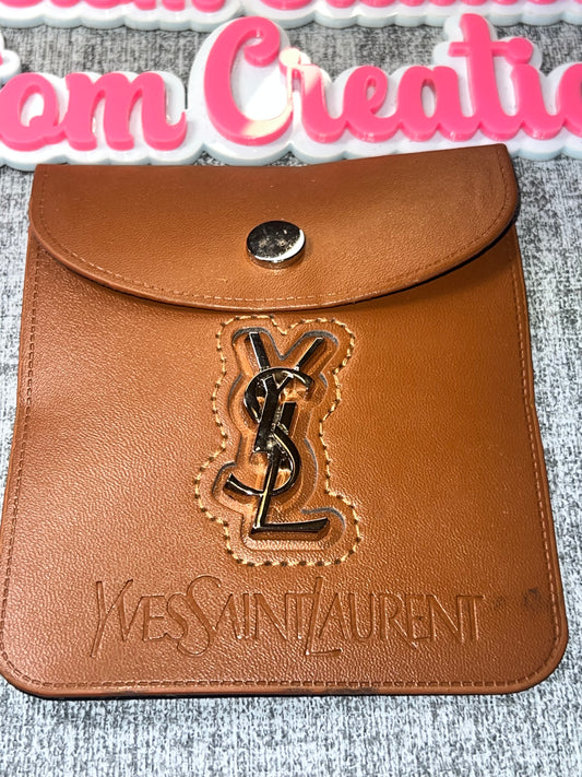 Brown Luxe Faux Leather Pocket – Snap Closure Designer Style Craft Pocket