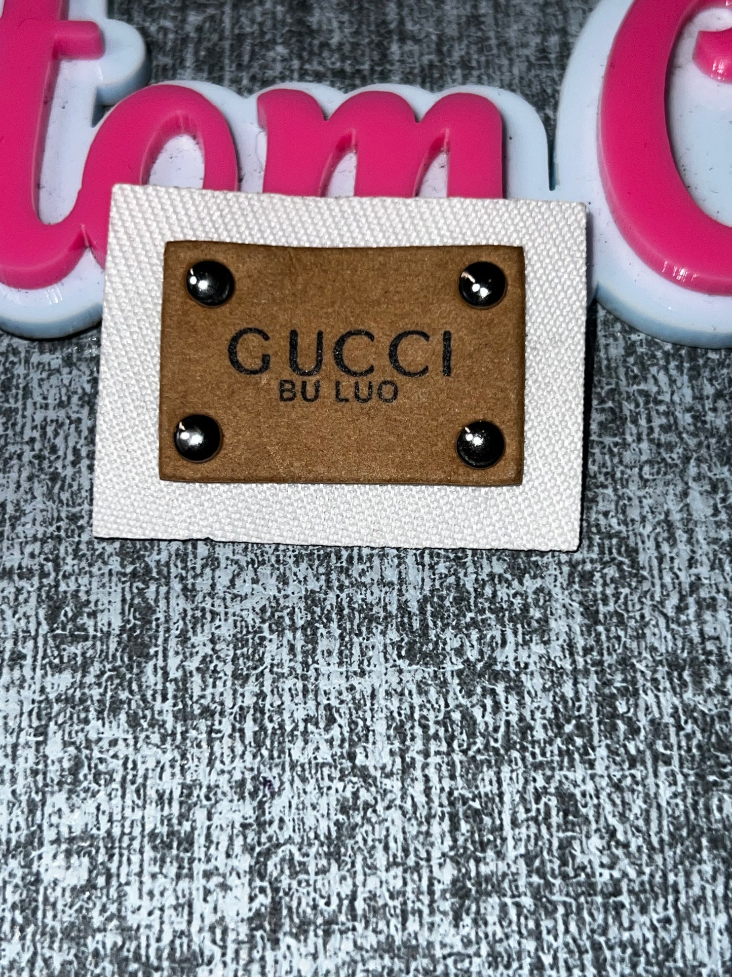 Rivet Detail Faux Leather Patch Tag – Rectangle Fashion Label Applique