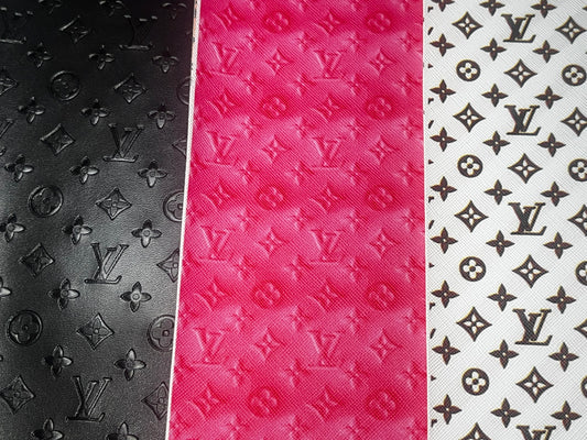 Embossed & Printed Fashion Faux Leather Sheet Bundle | 9x12 Faux Leather Craft Sheets | 3-Pack