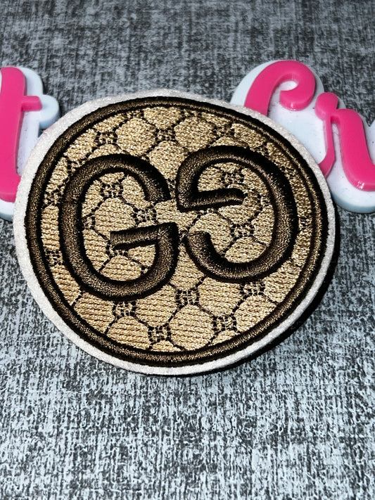 Neutral Double Letter Circle Embroidered Patch – Cream Border Fashion Patch – Iron On Applique – Approx. 3.5 Inch Saga
