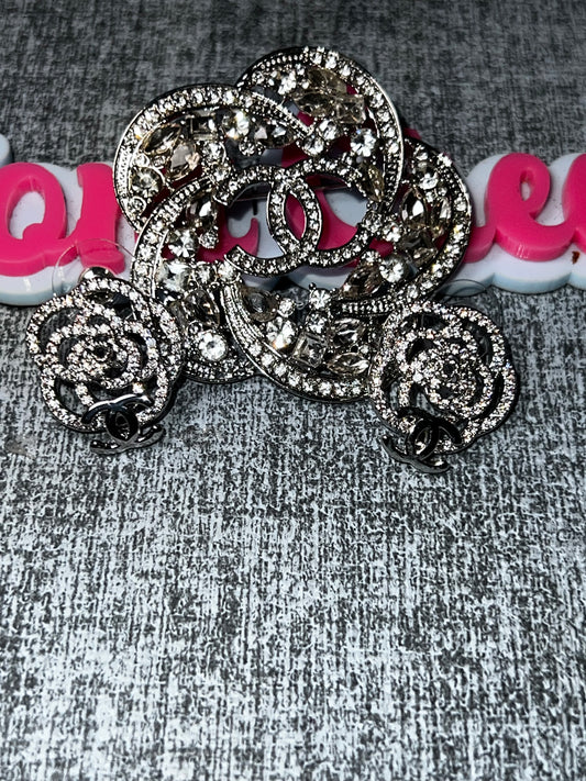 Rhinestone Flower Brooch Set – Glam Fashion Jewelry Set