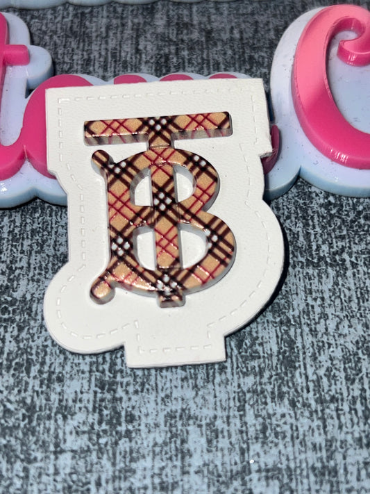 Beige Plaid Monogram Iron-On Tag (White Base) – Luxe Faux Leather Patch