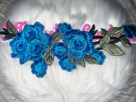 Light Blue 3D Rose Floral Appliqué
