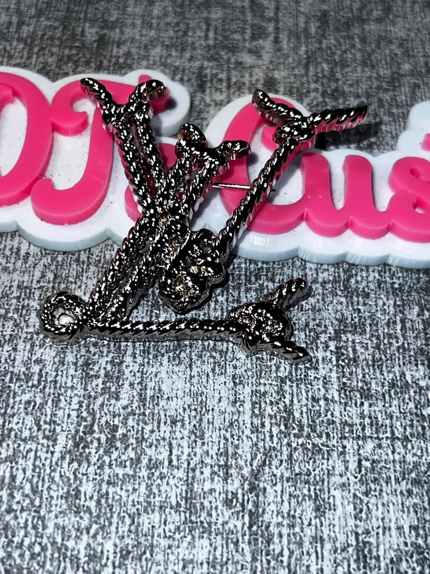Silver Crystal Letter Metal Charm – Decorative Craft Embellishment