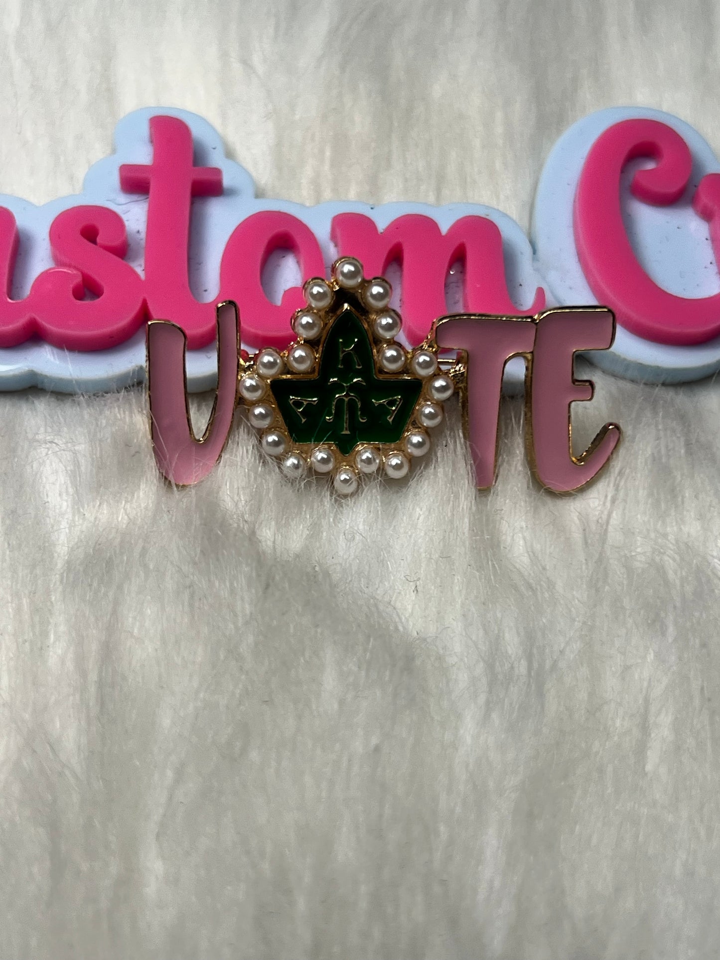 AKA colors “VOTE” Pearl & Enamel Pin Brooch