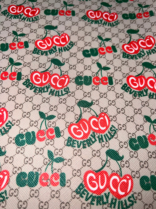 🍒 Cherry Text Print Faux Leather Sheet