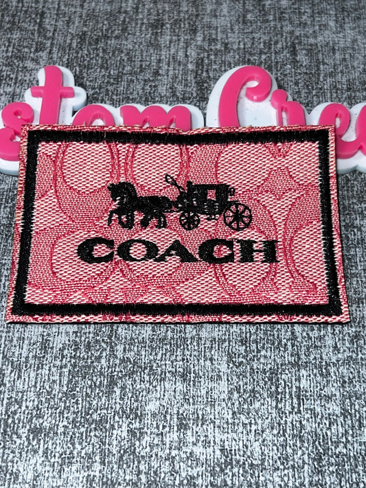 Pink Signature Pattern Rectangle Patch – Fashion Iron On Patch – Approx. 2x4 Inches