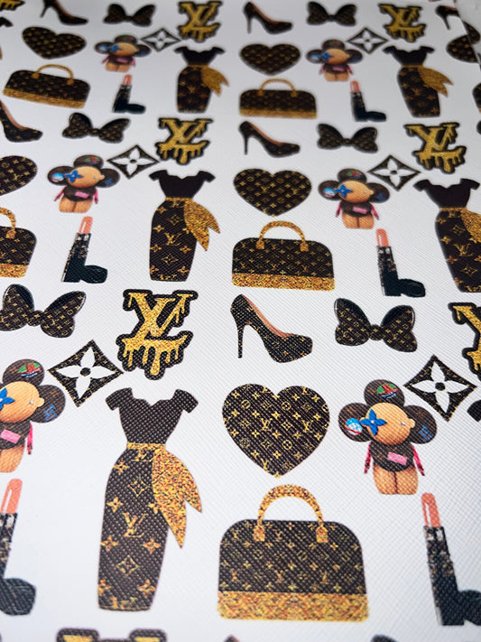 Black & Gold Fashion Icon Faux Leather Sheet – 9x12