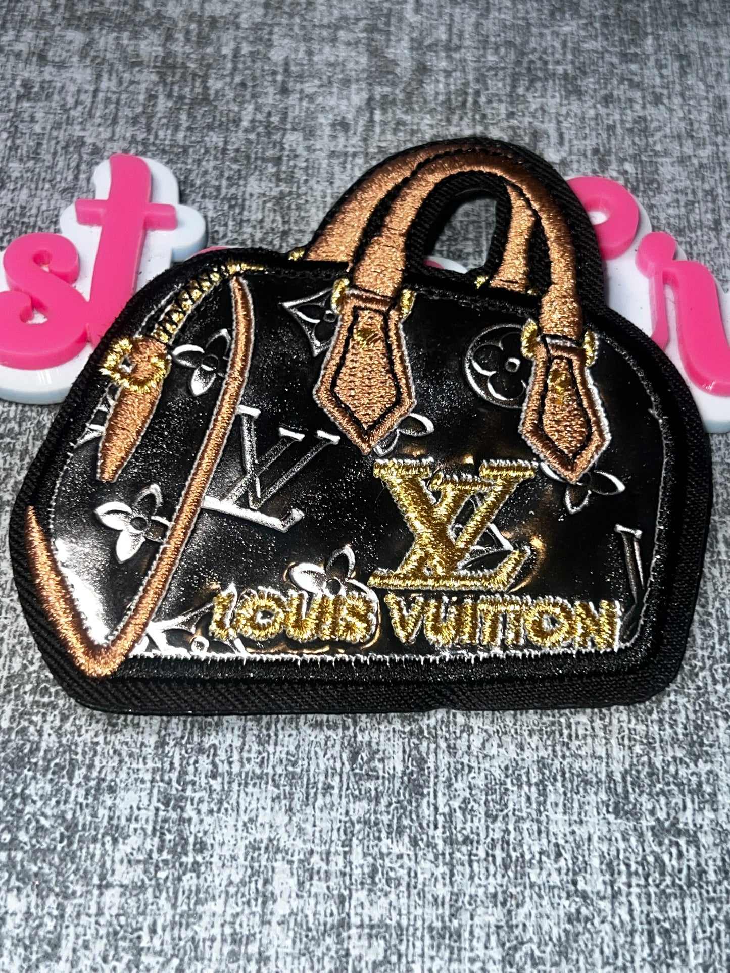 Metallic Black Silver Handbag Decorative Patch – Fashion Embroidered Patch