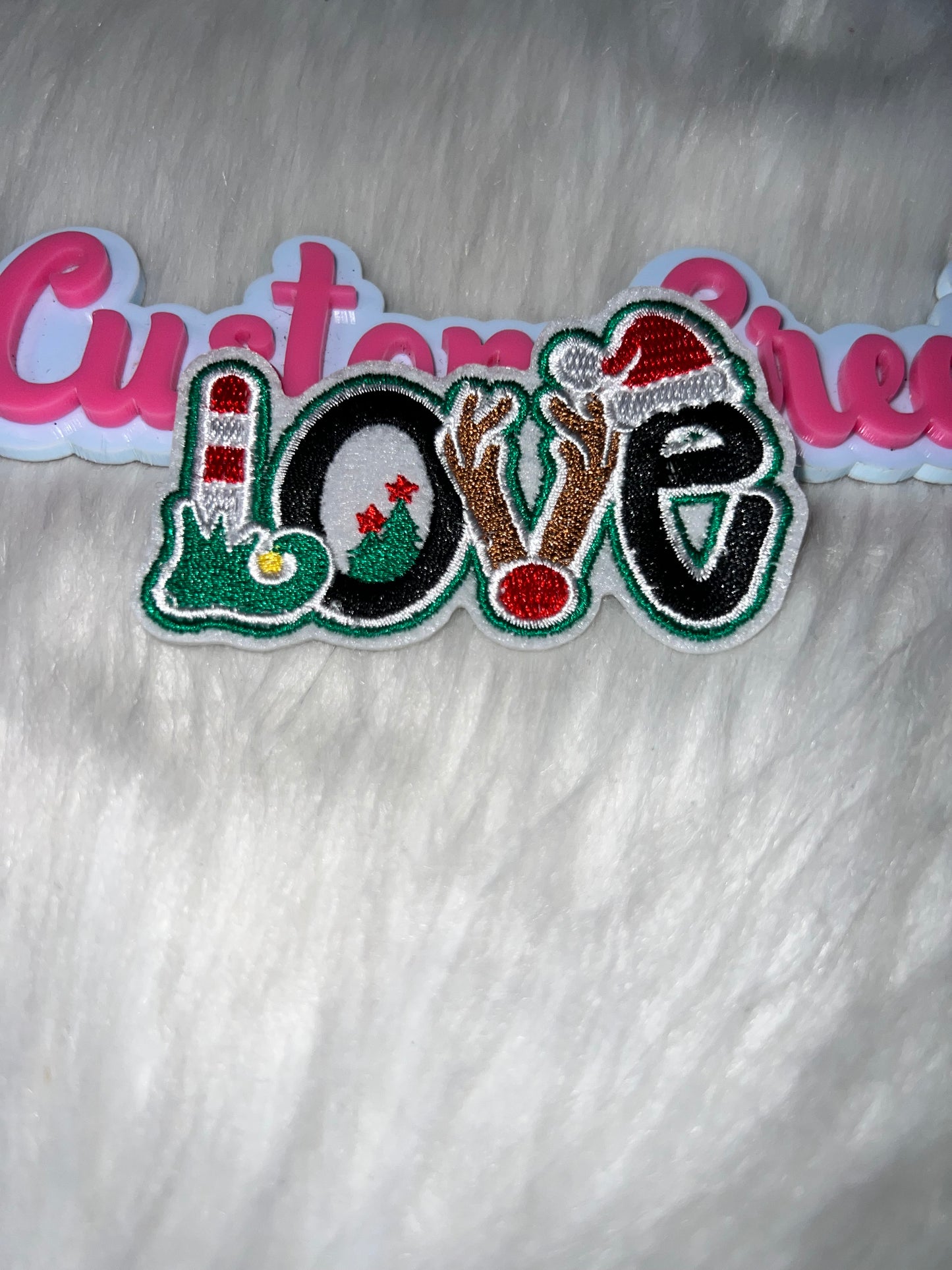 LOVE Christmas Patch (Santa + Reindeer Mix) – Iron On