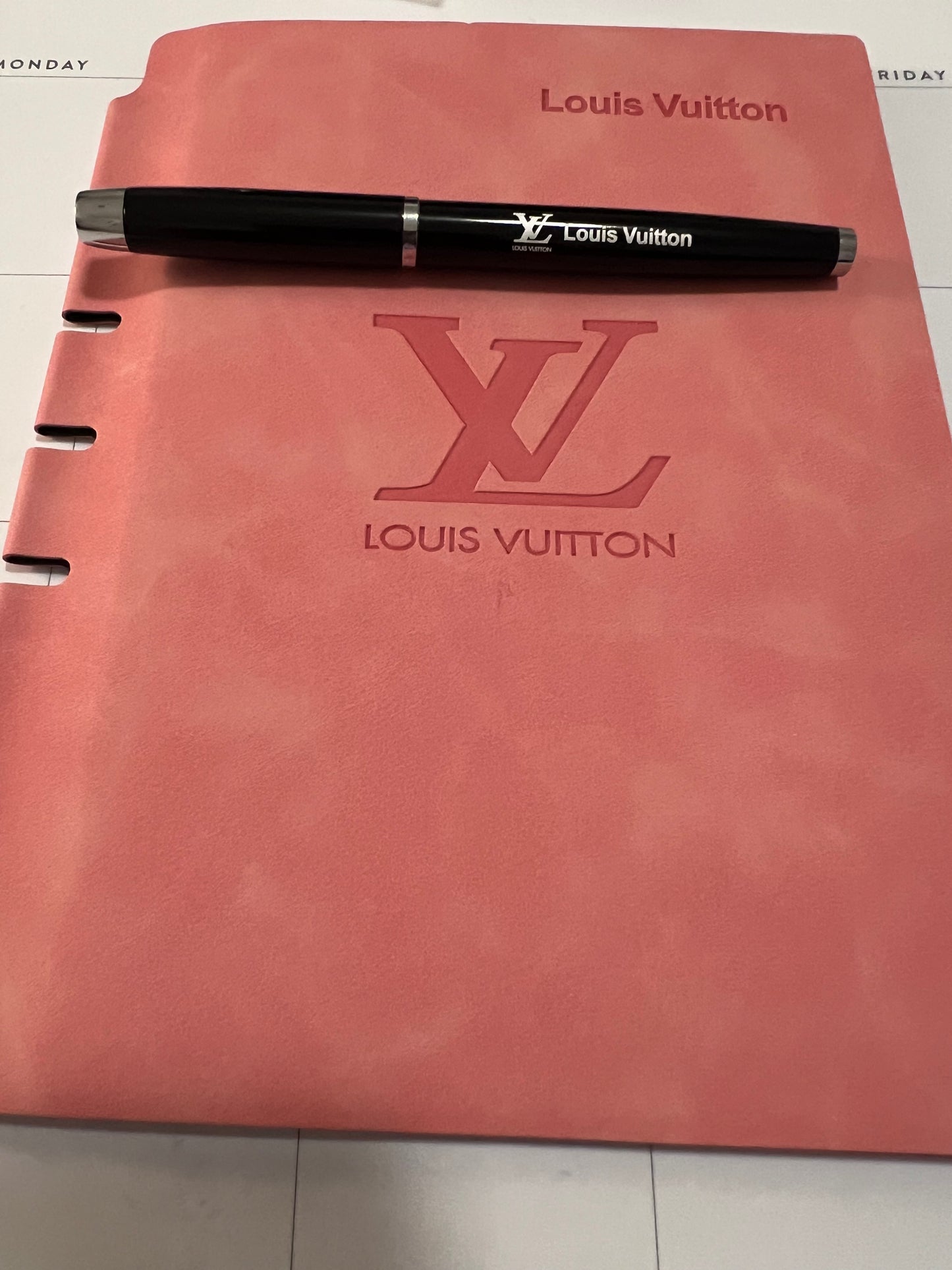 Suede Like Pink LV Notebook with pen
