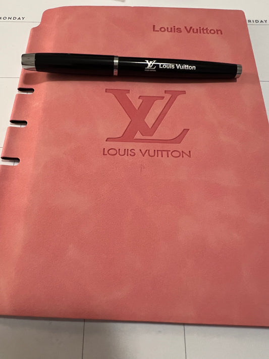 Suede Like Pink LV Notebook with pen