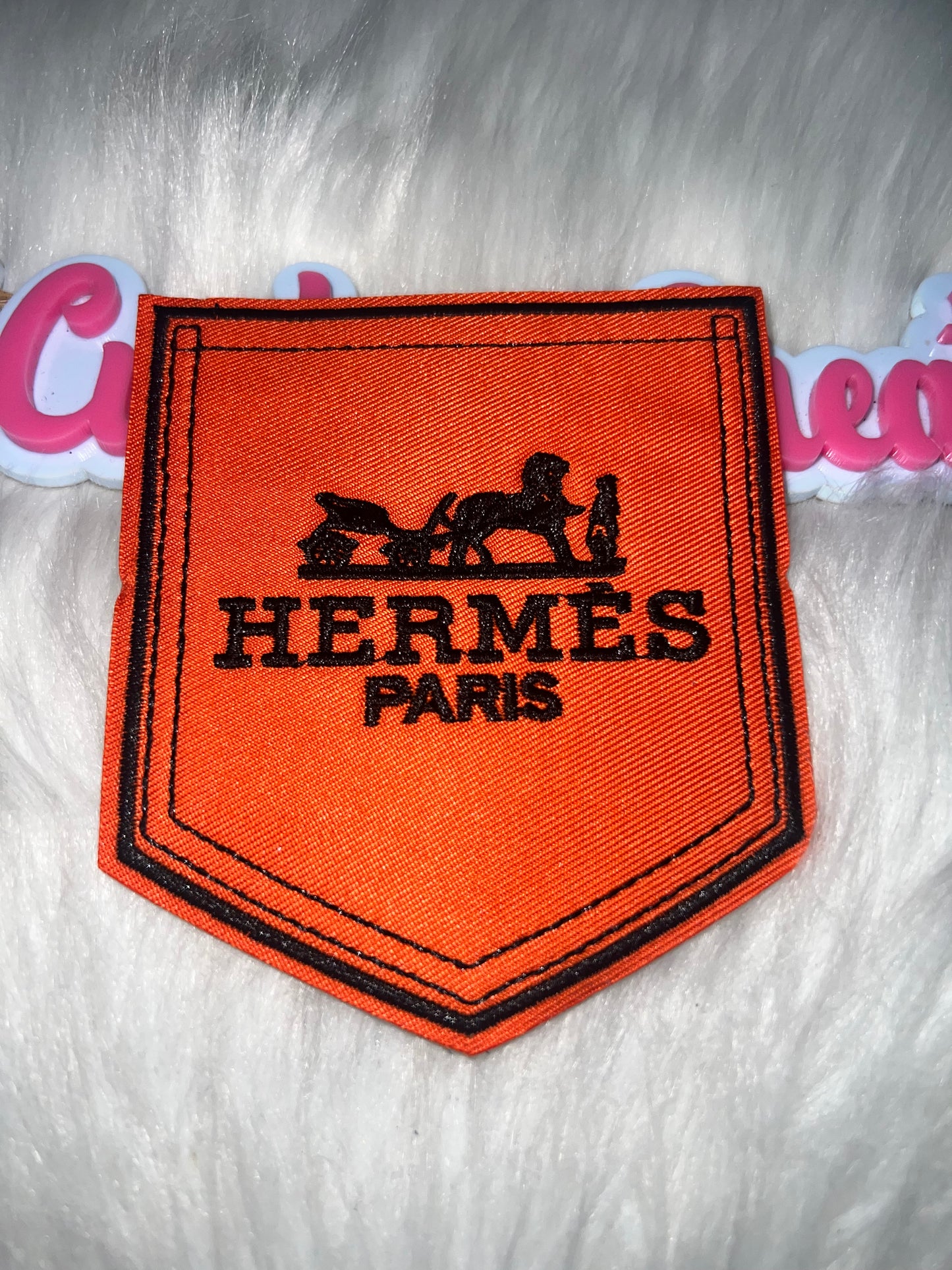 Hermes-Inspired Orange Pocket Patch (Iron-On)