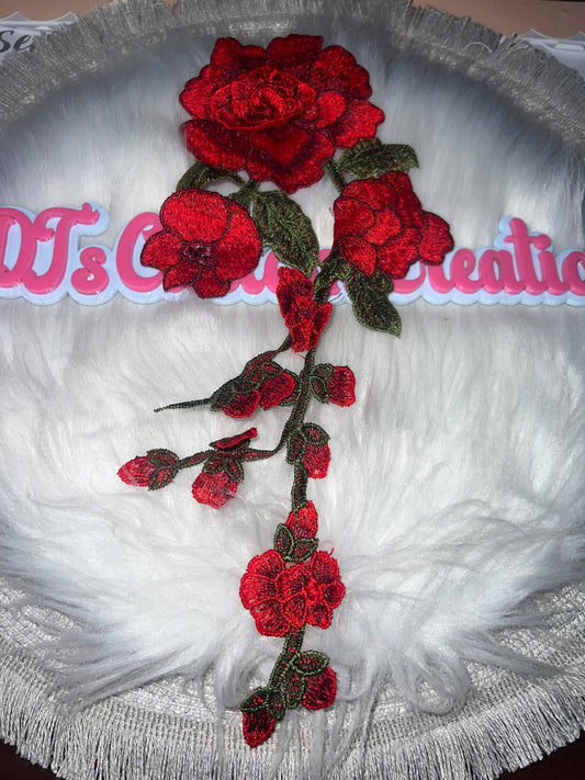 Long Red Rose Vine Appliqué