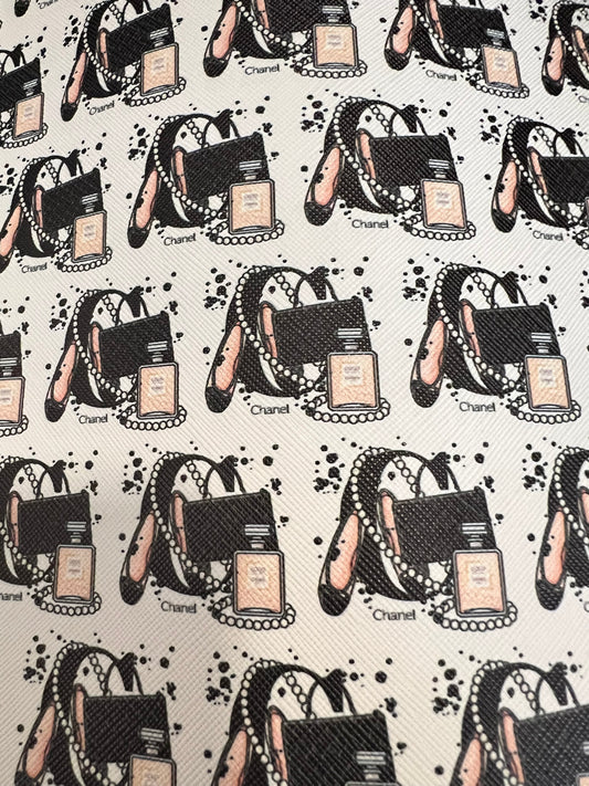 White Black purse shoes Perfume CC