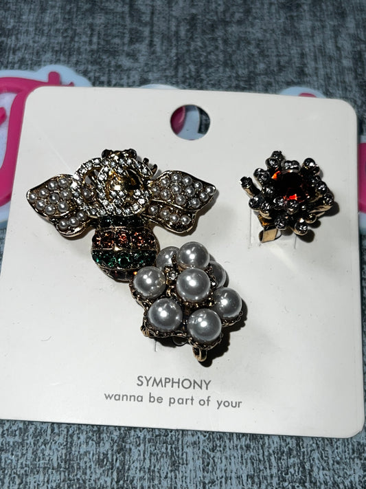 Pearl and Rhinestone Bee Brooch Set – Decorative Fashion Pins
