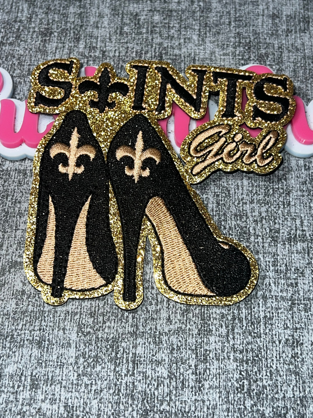 Black Gold High Heel Patch – Glitter Embroidered Iron On Applique