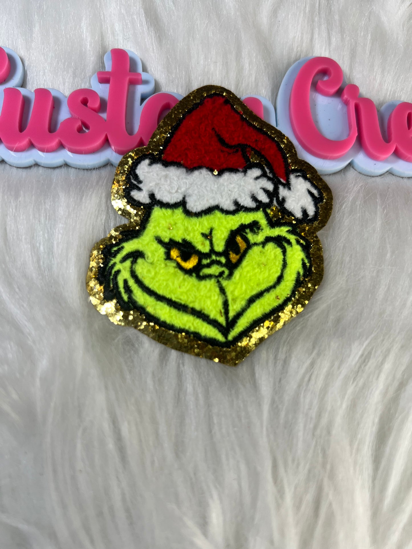 💛 Grinch Face Patch (Gold Trim)