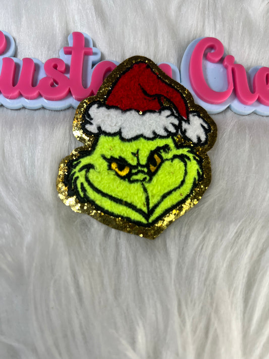 💛 Grinch Face Patch (Gold Trim)