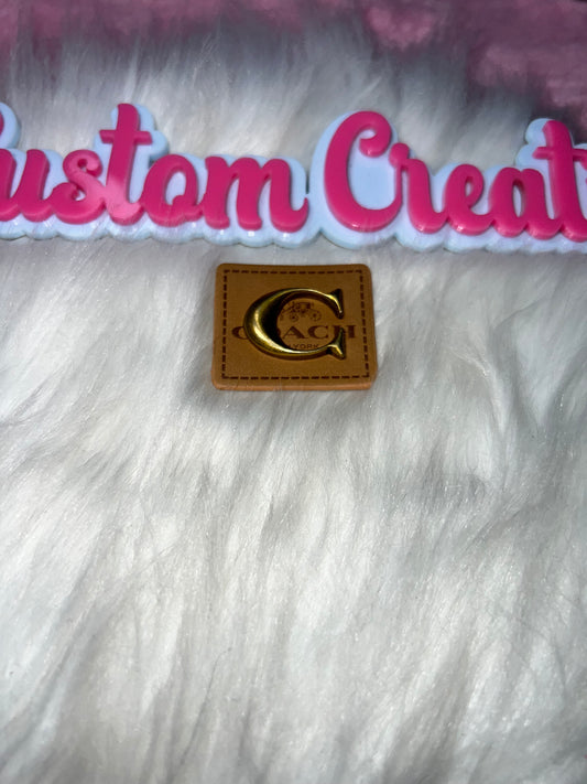 Fashion Letter Emblem Tag on Faux Leather Backing – Craft Embellishment for Hats, Bags & DIY Projects
