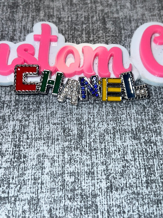 Multicolor Rhinestone Letter Charm – Luxe Statement Charm Silver