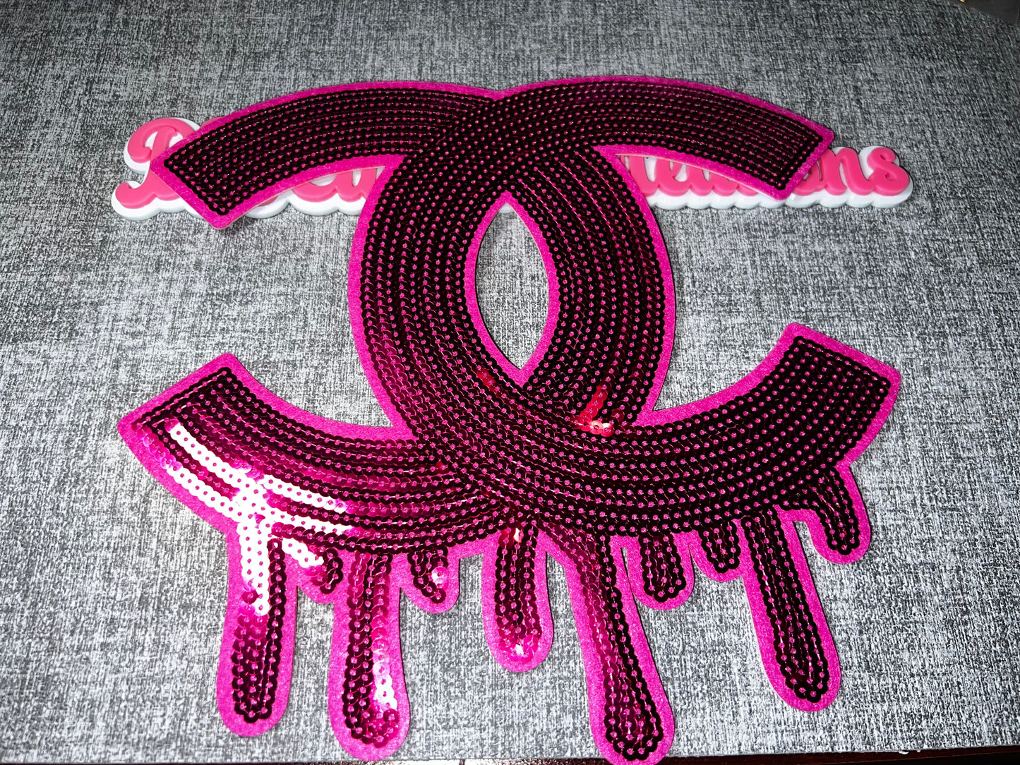Pink Dripping Sequin Fashion Patch – Large Iron-On Patch