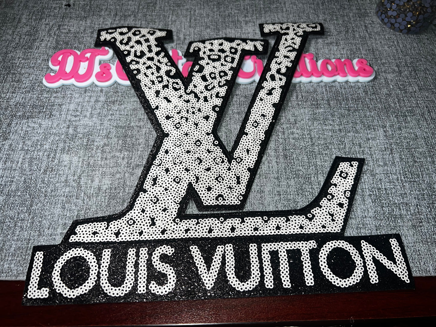 Sequin Fashion Letter Embroidered Iron-On Patch | Black & White Letter Appliqué