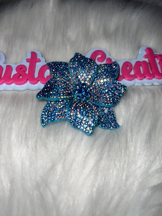 Blue Rhinestone Flower Patch