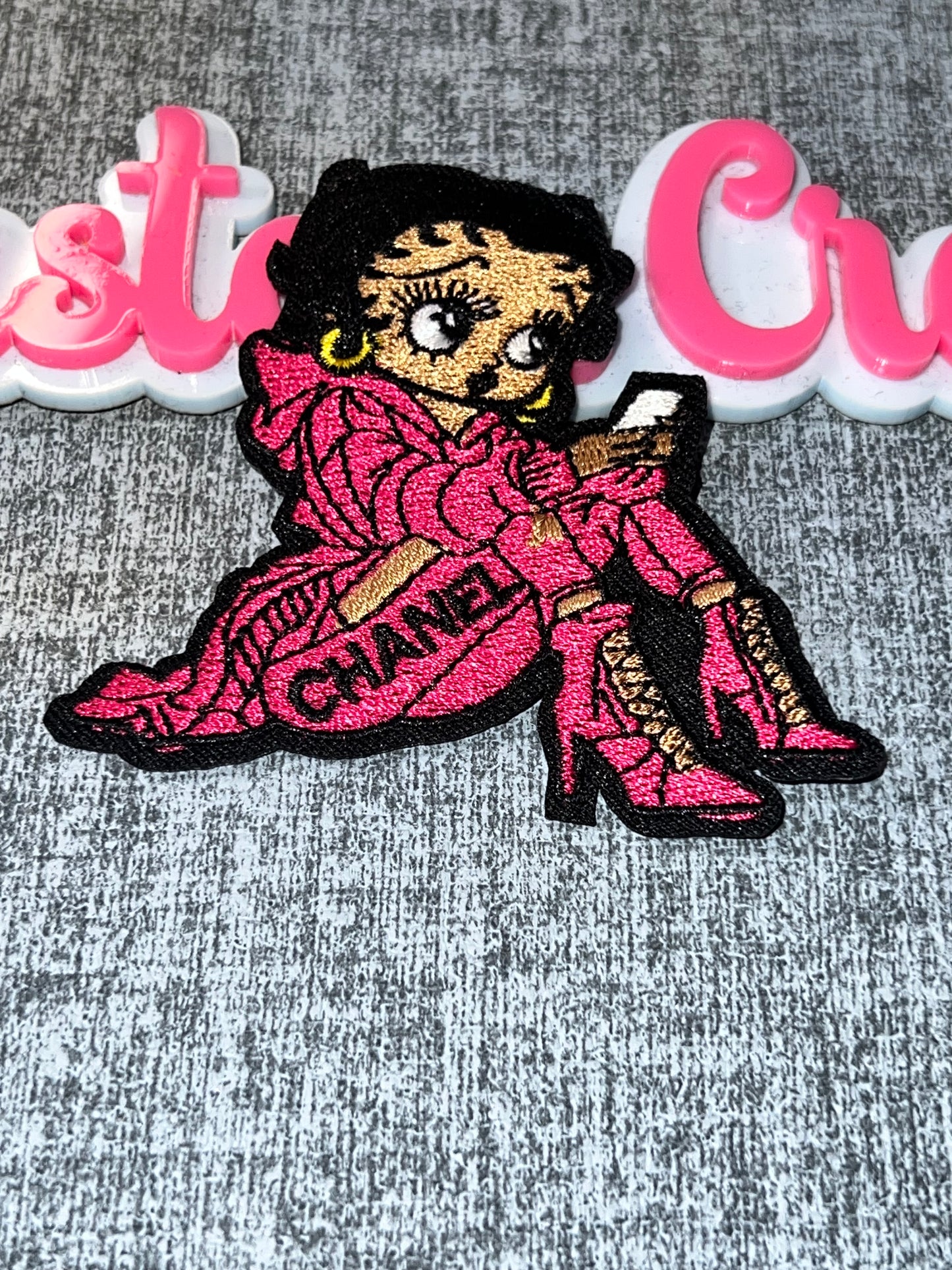 Fashion Doll Statement Iron-On Patch – Luxe Embroidered Character Patch for DIY Crafts