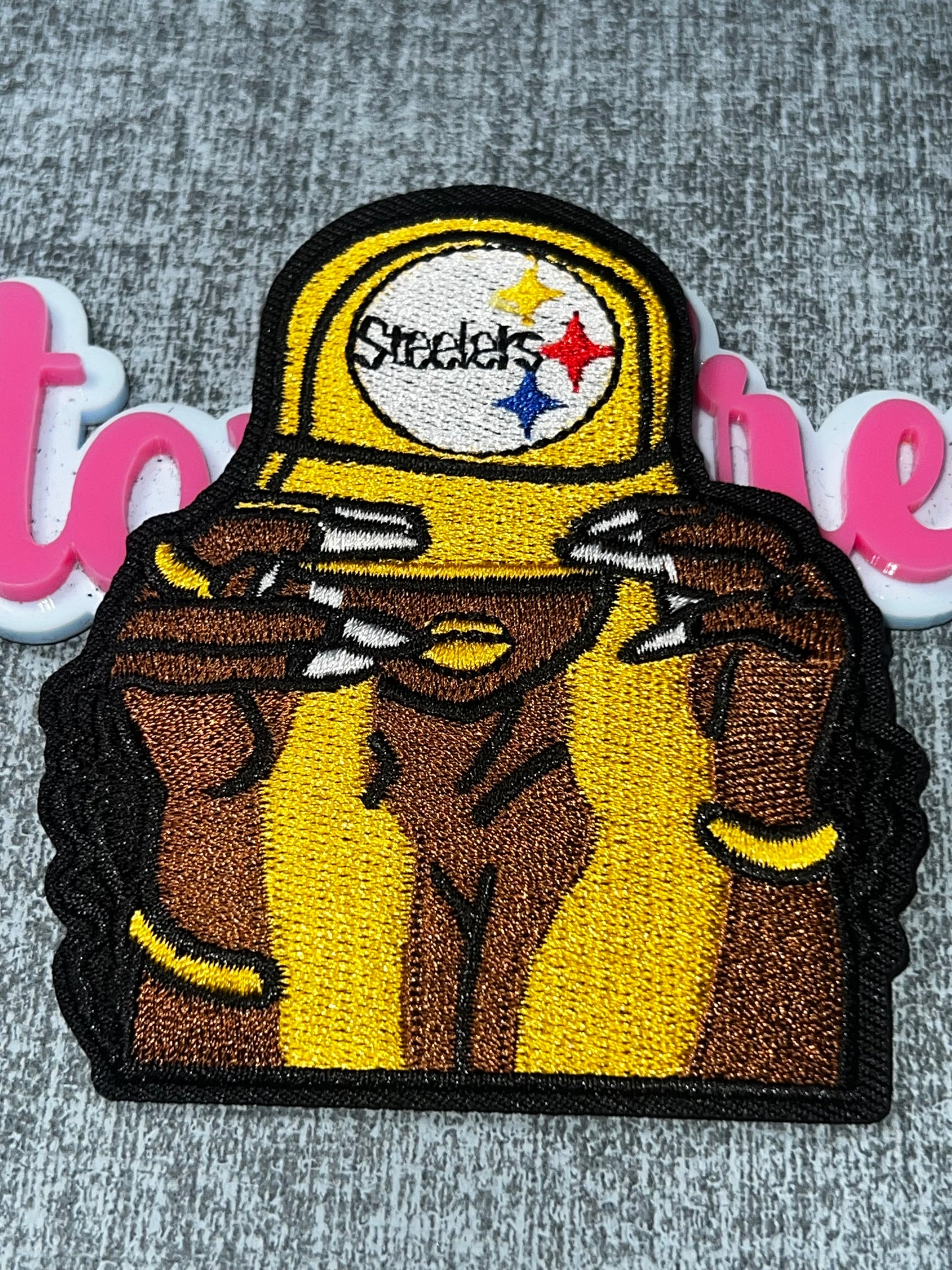 Yellow Cap Fashion Girl Embroidered Iron-On Patch | Stylish Woman Statement Appliqué