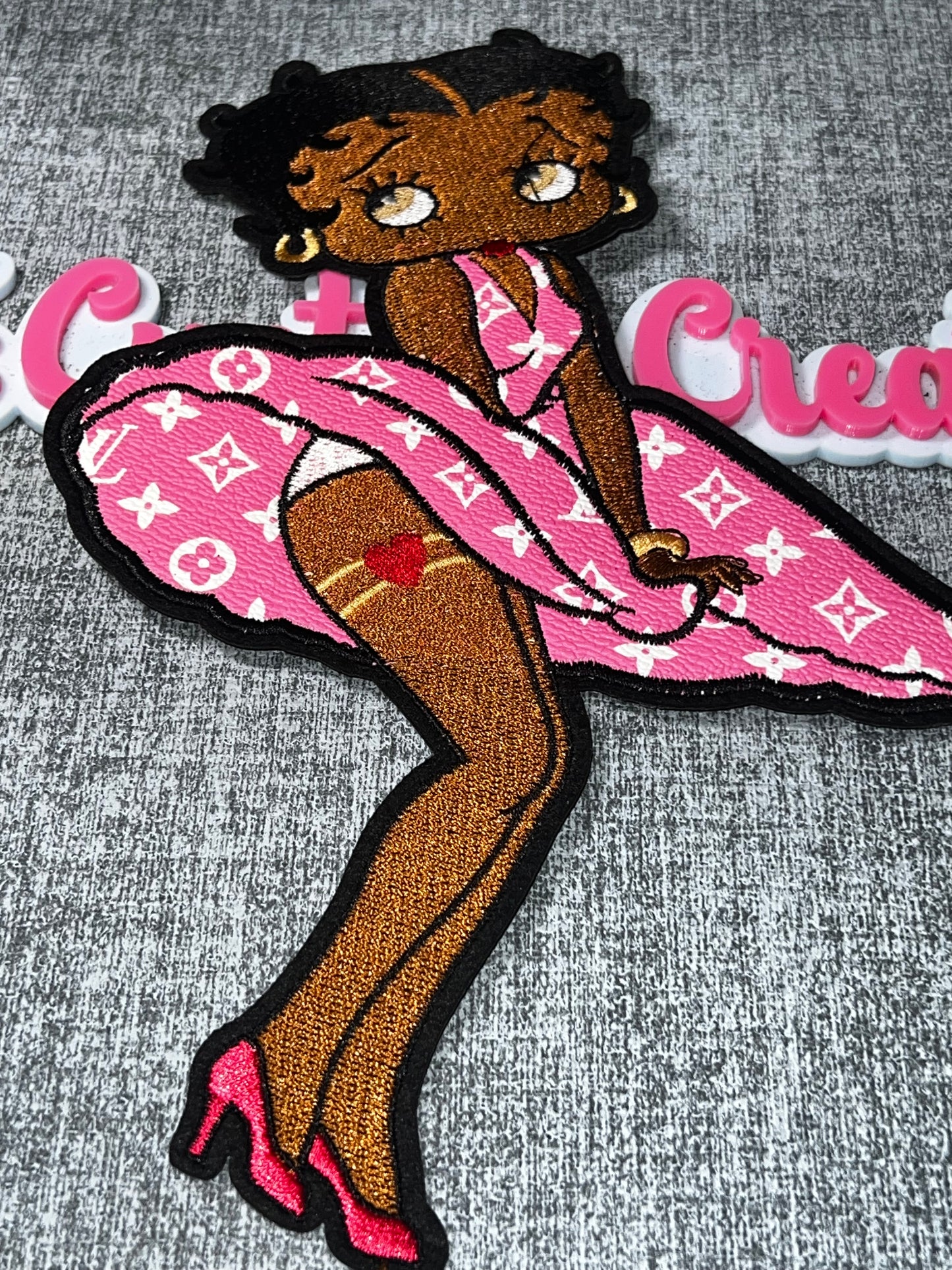 Pink Monogram-Inspired Fashion Girl Embroidered Patch – Glam Iron On Applique