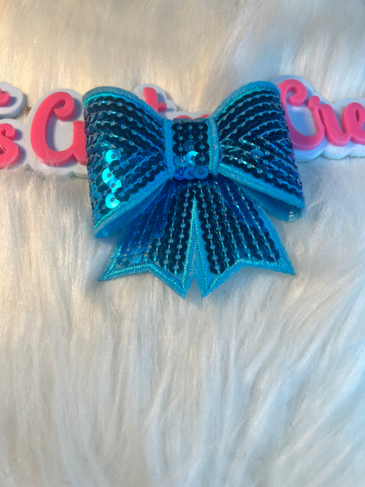 Sequin Turquoise Bow