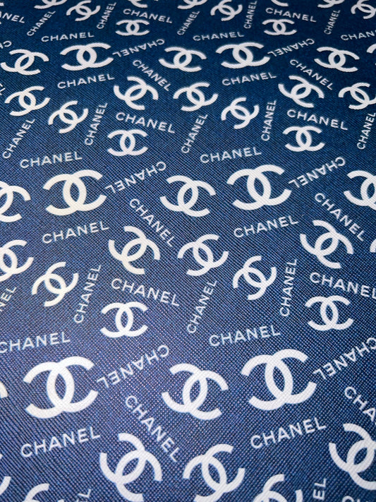 Blue Luxe Monogram Style Faux Leather Sheet – 9x12