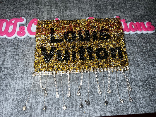 Gold Black Rhinestone Fringe Lettering Patch – Crystal Dangle Applique