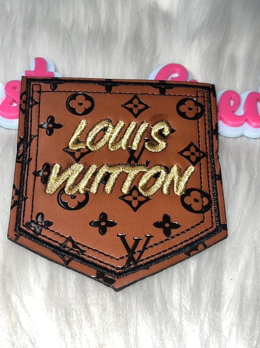 Brown Fashion Pocket Patch – Gold Script