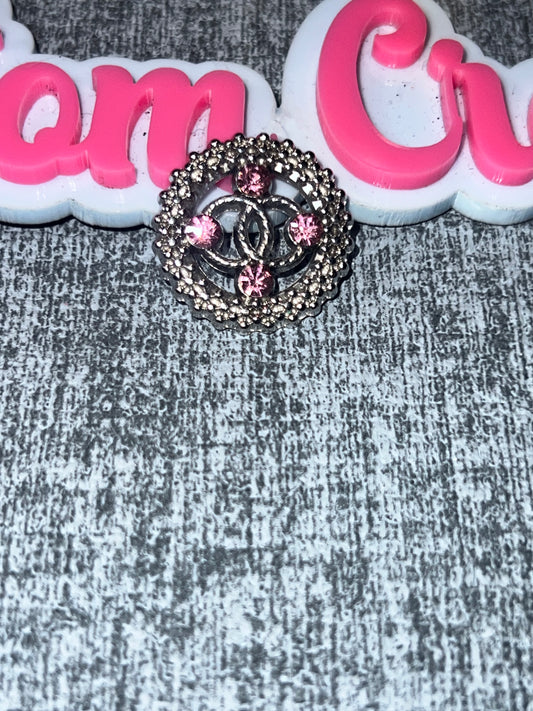 Silver & Pink Crystal Circle Charm – Luxe Statement Charm