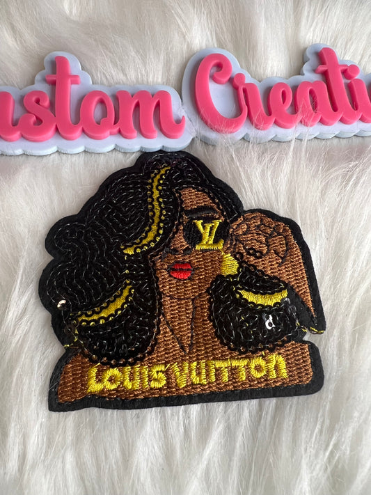 LV lady glasses sequin hair