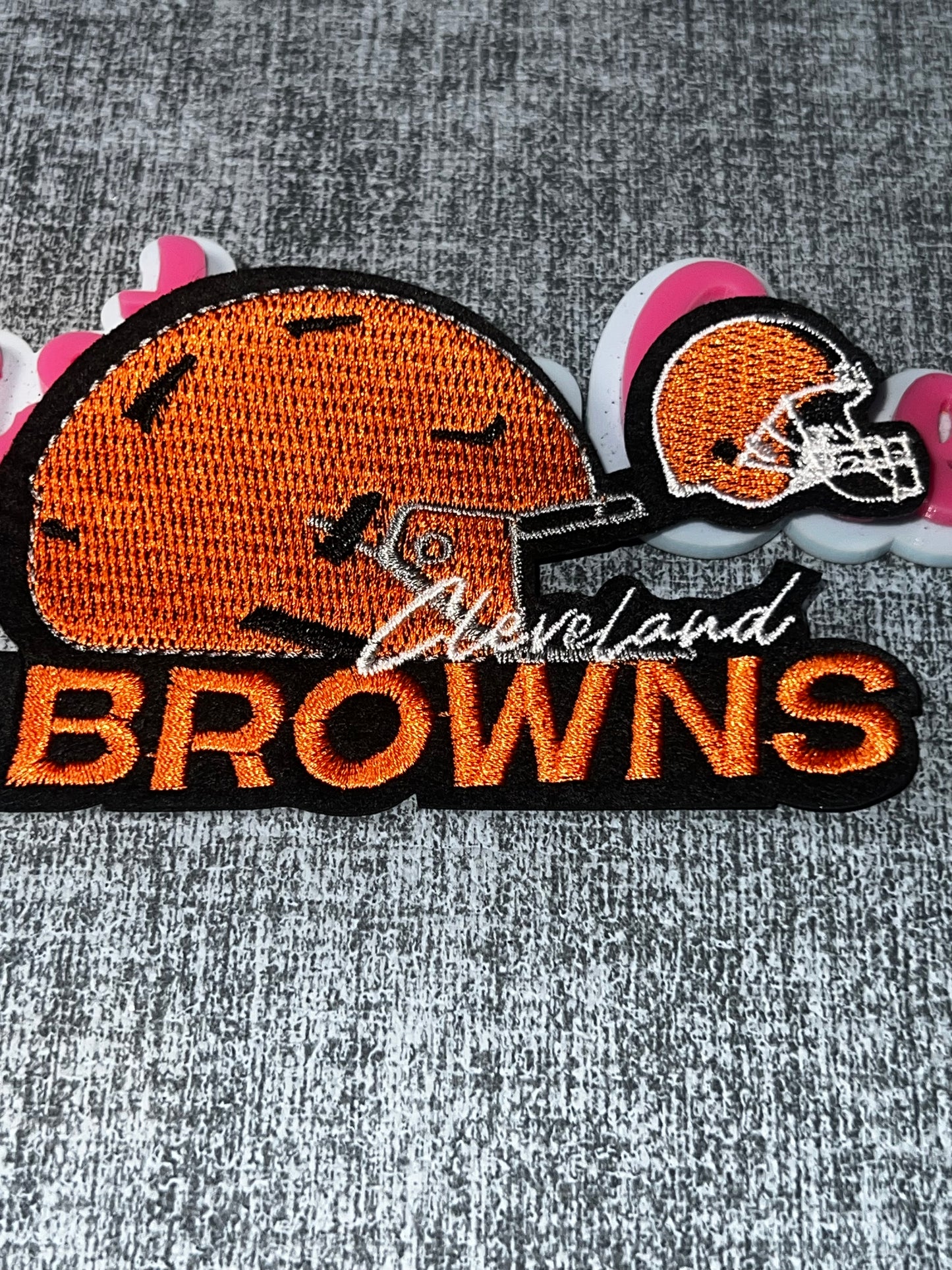 Orange Helmet Statement Patch – Large Embroidered Iron-On Applique